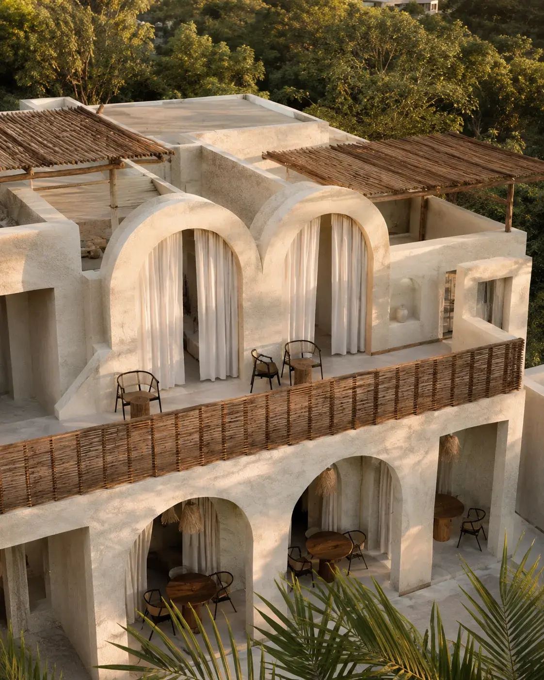 Aerial view of the rooms and terraces