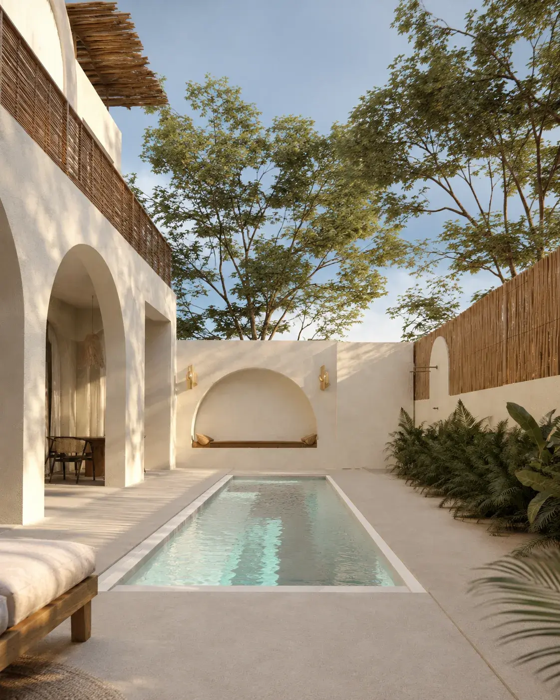 Pool and courtyard in daylight