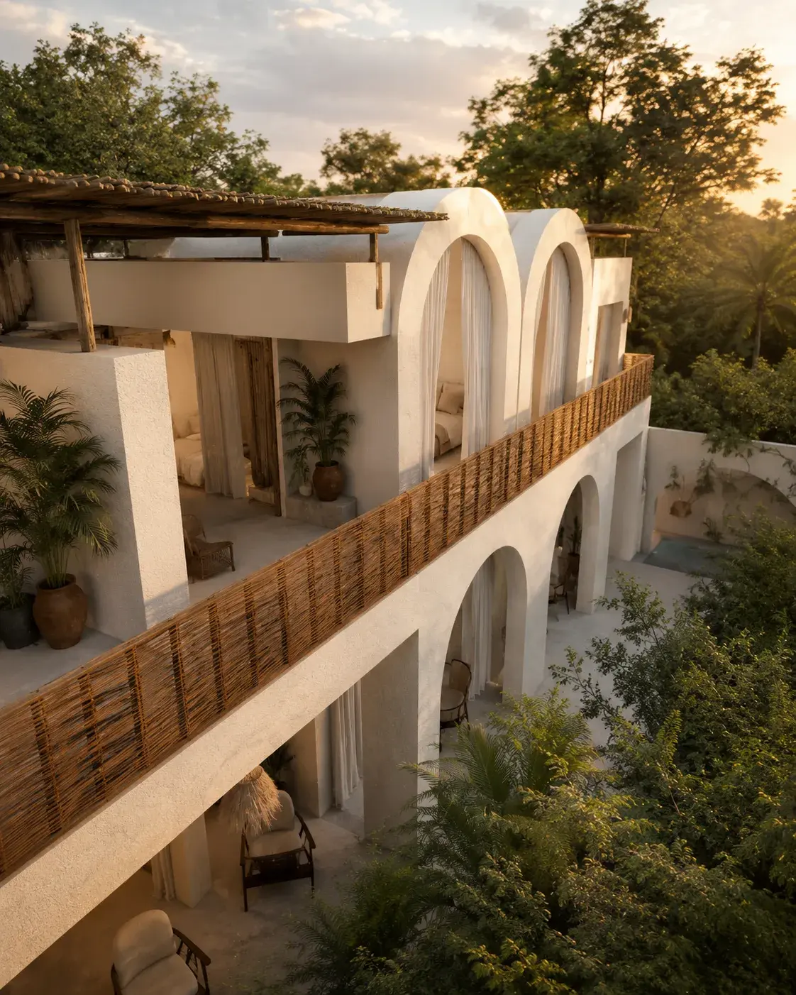 Room terraces at sunset